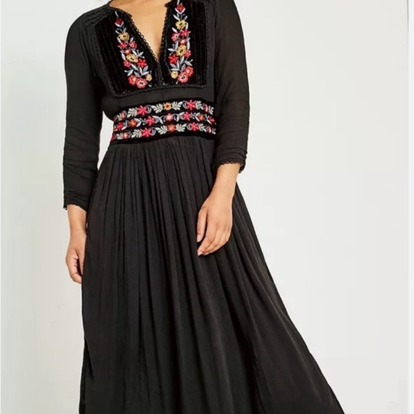 Free People, midi dress with pockets, velvet detailing, size S - Picture 3 of 5